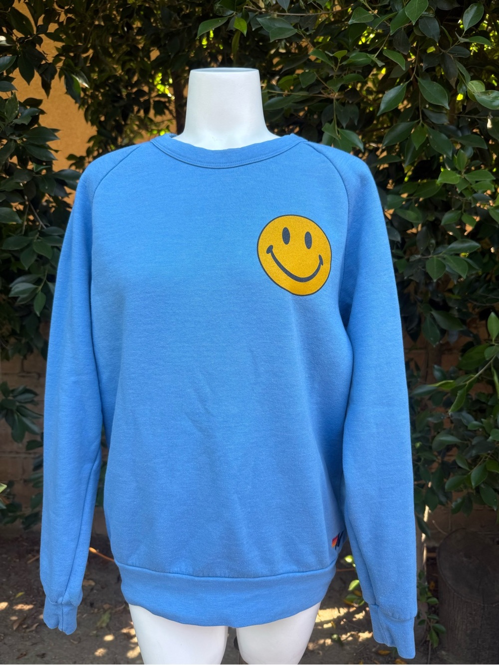 Aviator Nation Blue Smiley Sweatshirt Medium